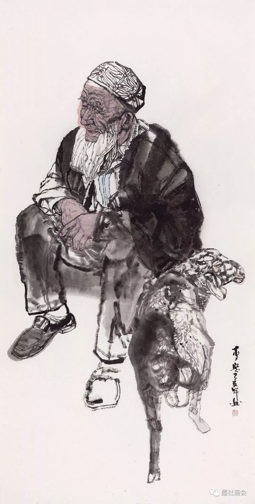 李宽 《新疆人物之二》 138cm×69cm 纸本水墨 2019年李宽 《新疆人物