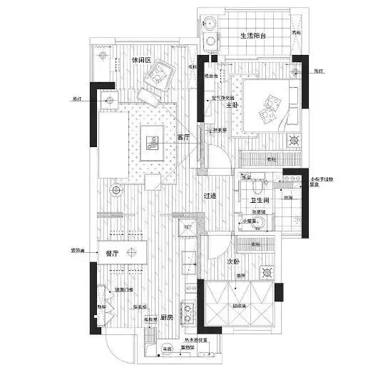 80平的北歐風小戶型二居室，客廳陽台改成愜意休閒區 家居 第2張