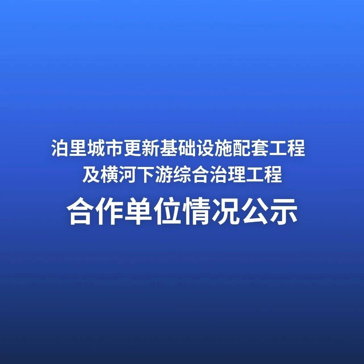 泊里城市更新基础设施配套工程及横河下游综合治理工程合作单位情况公示