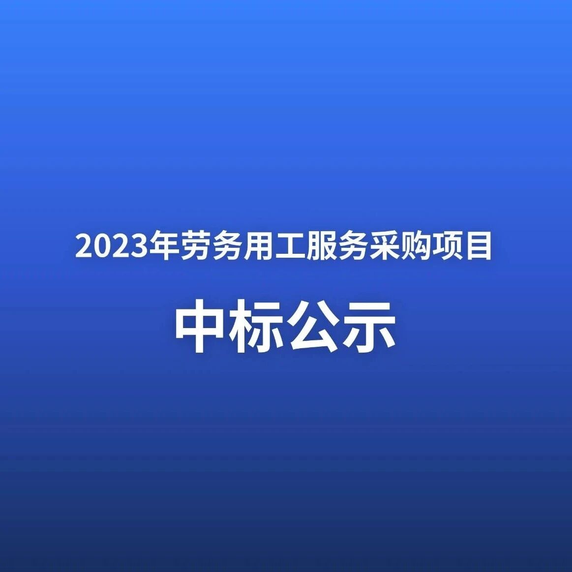 2023年劳务用工服务采购项目中标公示