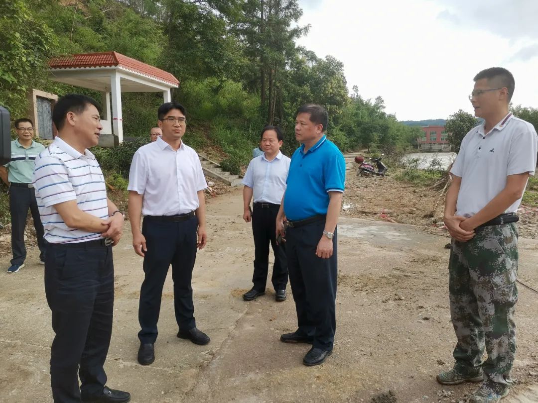 调研组一行先后前往司前镇刘屋村和河口林场虾公山受灾点,实地查看了