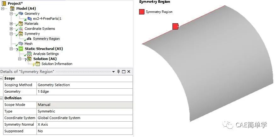 ANSYS Workbench模型对称简化计算及节点结果导出方法的图4