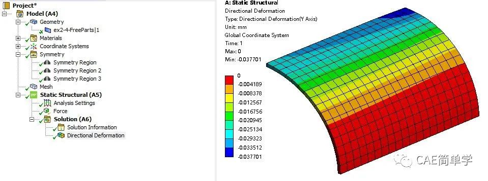 ANSYS Workbench模型对称简化计算及节点结果导出方法的图8