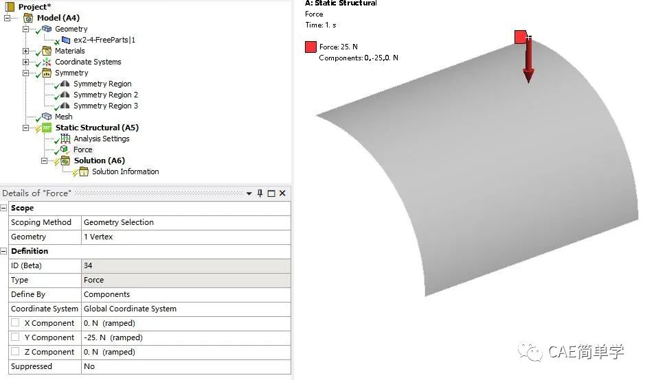 ANSYS Workbench模型对称简化计算及节点结果导出方法的图7