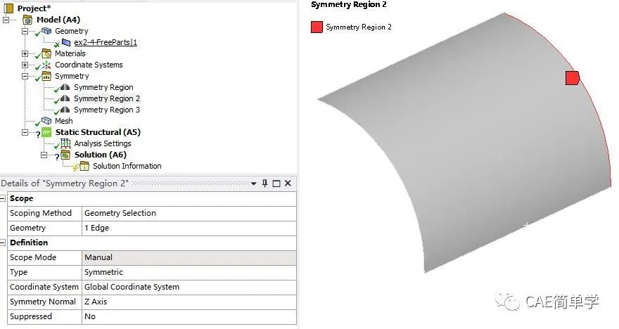 ANSYS Workbench模型对称简化计算及节点结果导出方法的图5