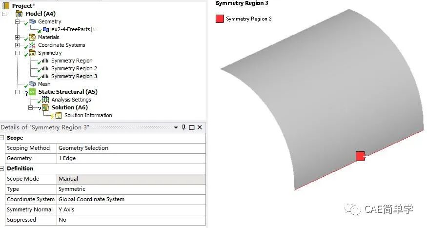 ANSYS Workbench模型对称简化计算及节点结果导出方法的图6