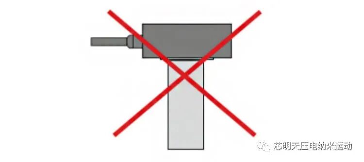 错误施加负载方式，负载重心不应距离压电平台过远