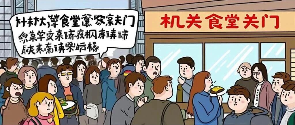 14亿人拉不动的消费困局，竟被一个网友的“机关食堂关门”脑洞破局了？