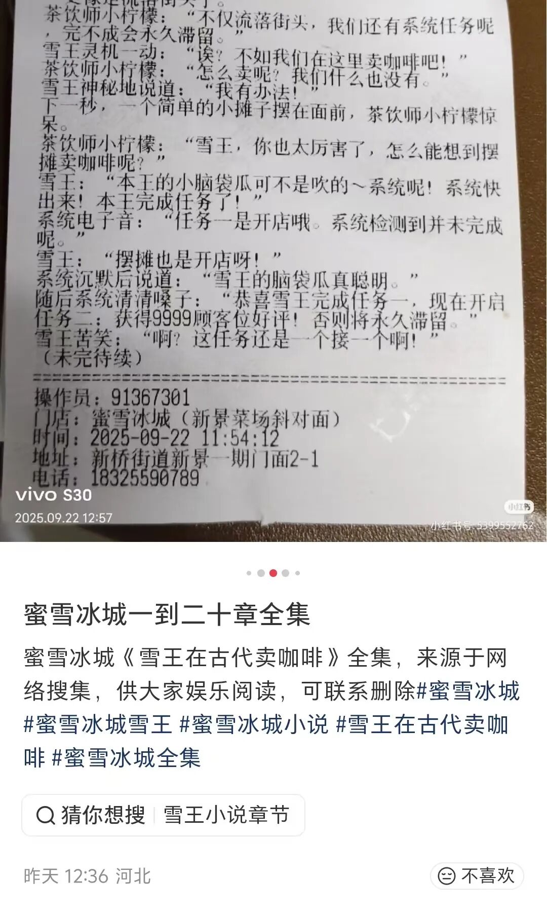 蜜雪冰城小票藏连载小说