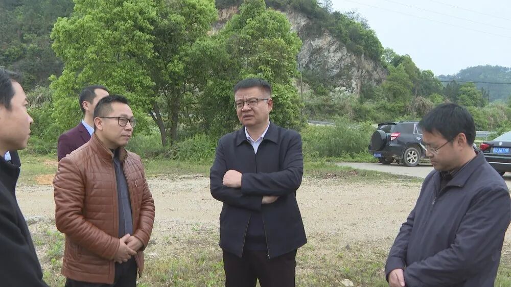 在丁江镇,段恩雄仔细察看了矿山恢复治理工作情况