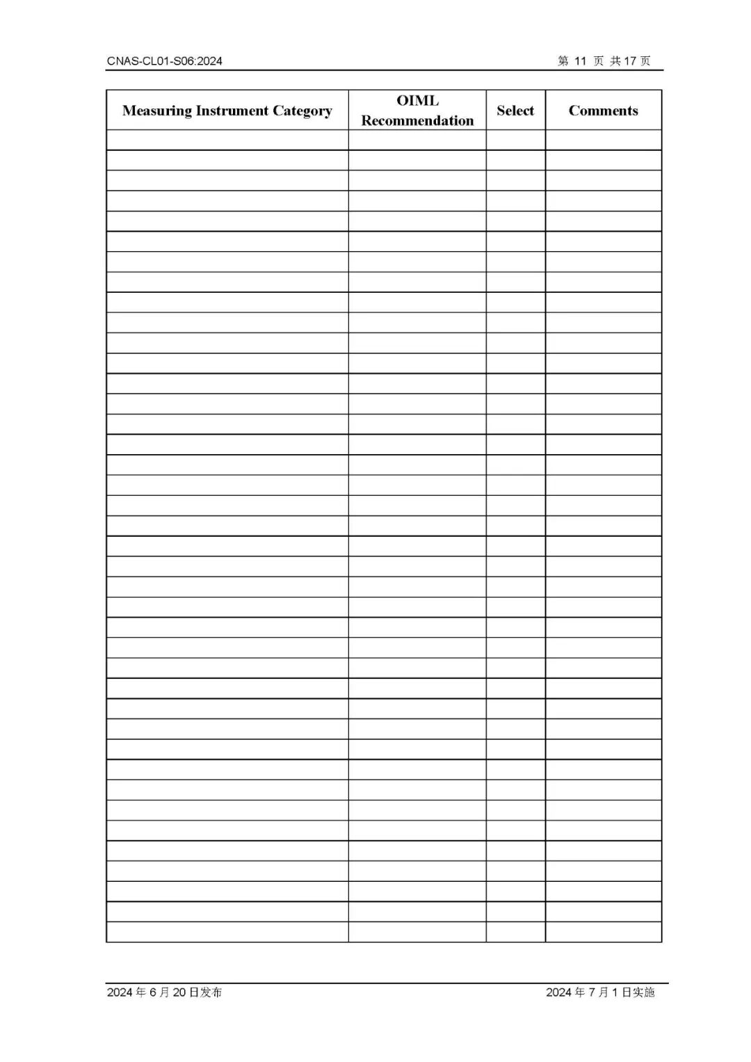 关于CNAS-CL01-S06：2024《国际法制计量组织证书互认制度实验室认可方案》