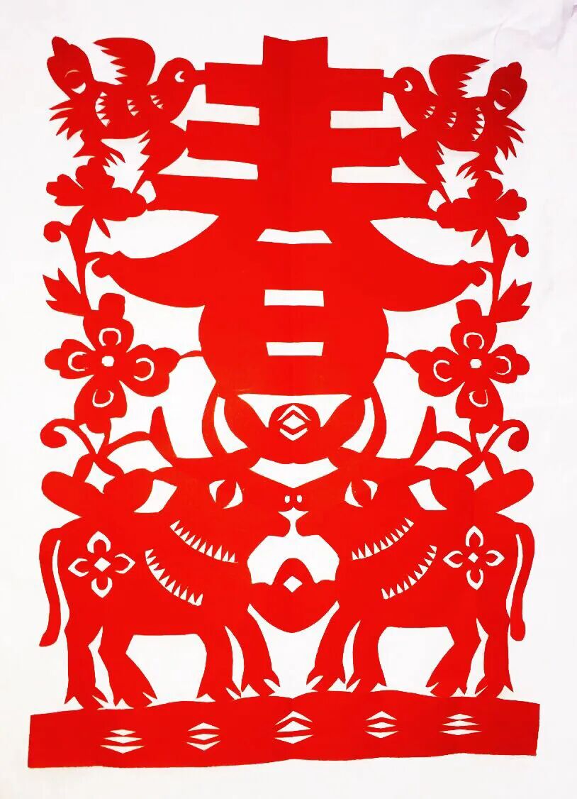 阜阳剪纸艺术家巧剪百牛迎新春五