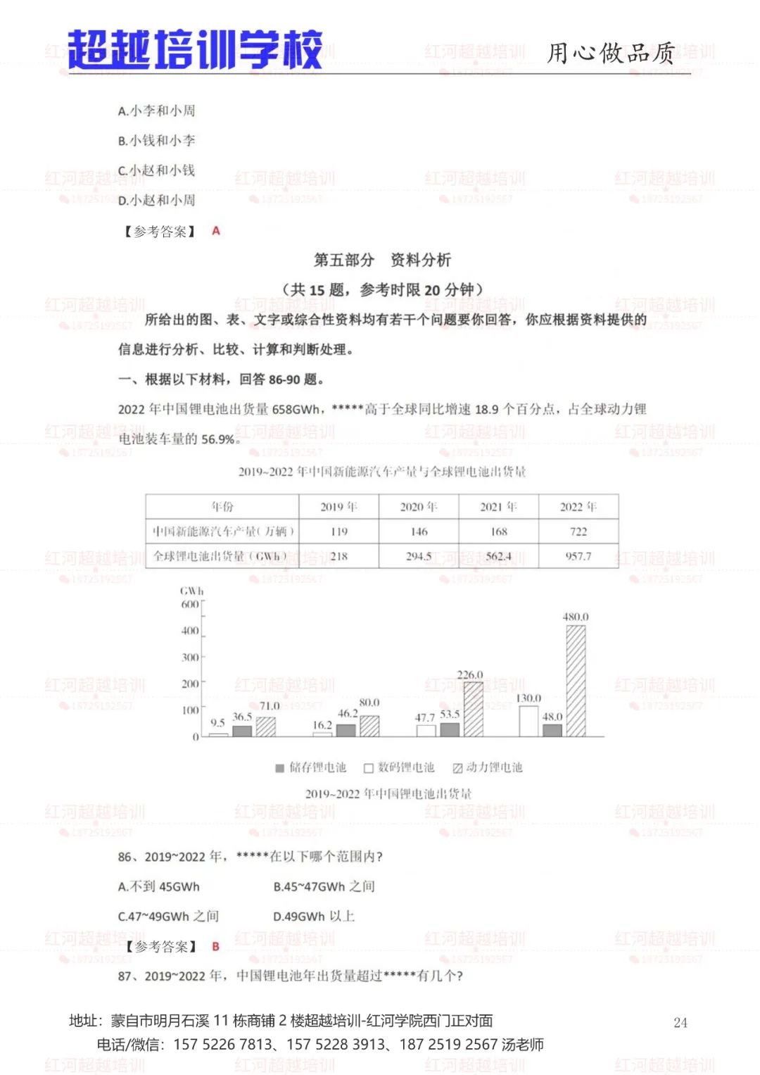 省考行测答案