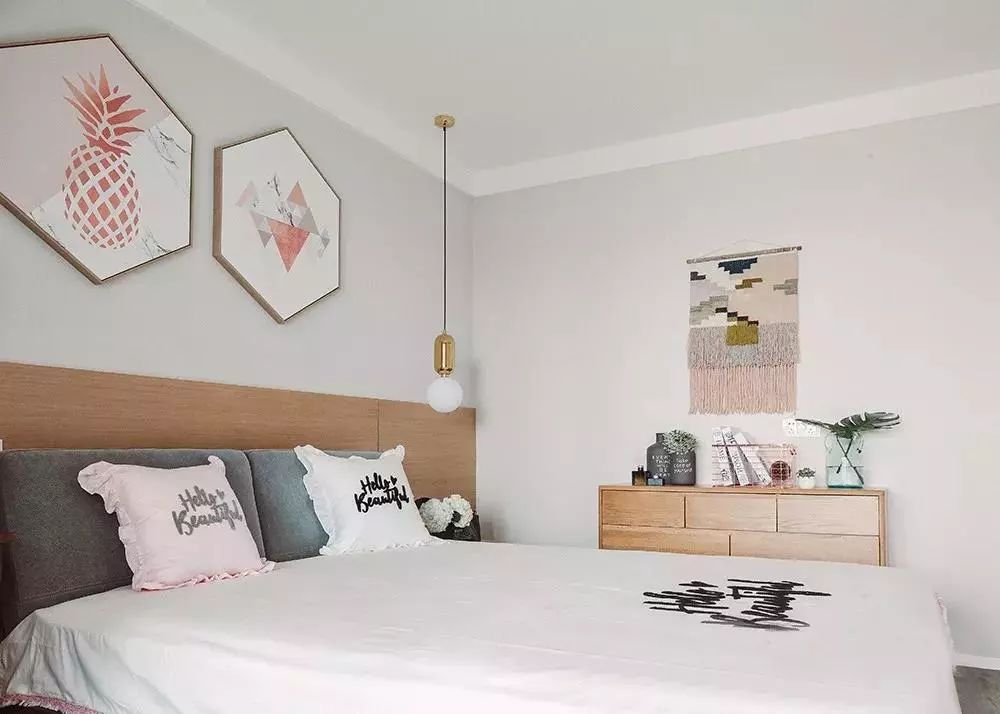 88㎡北歐風兩居室，櫻花粉+高級灰+大白牆，這配色驚艷！ 家居 第20張