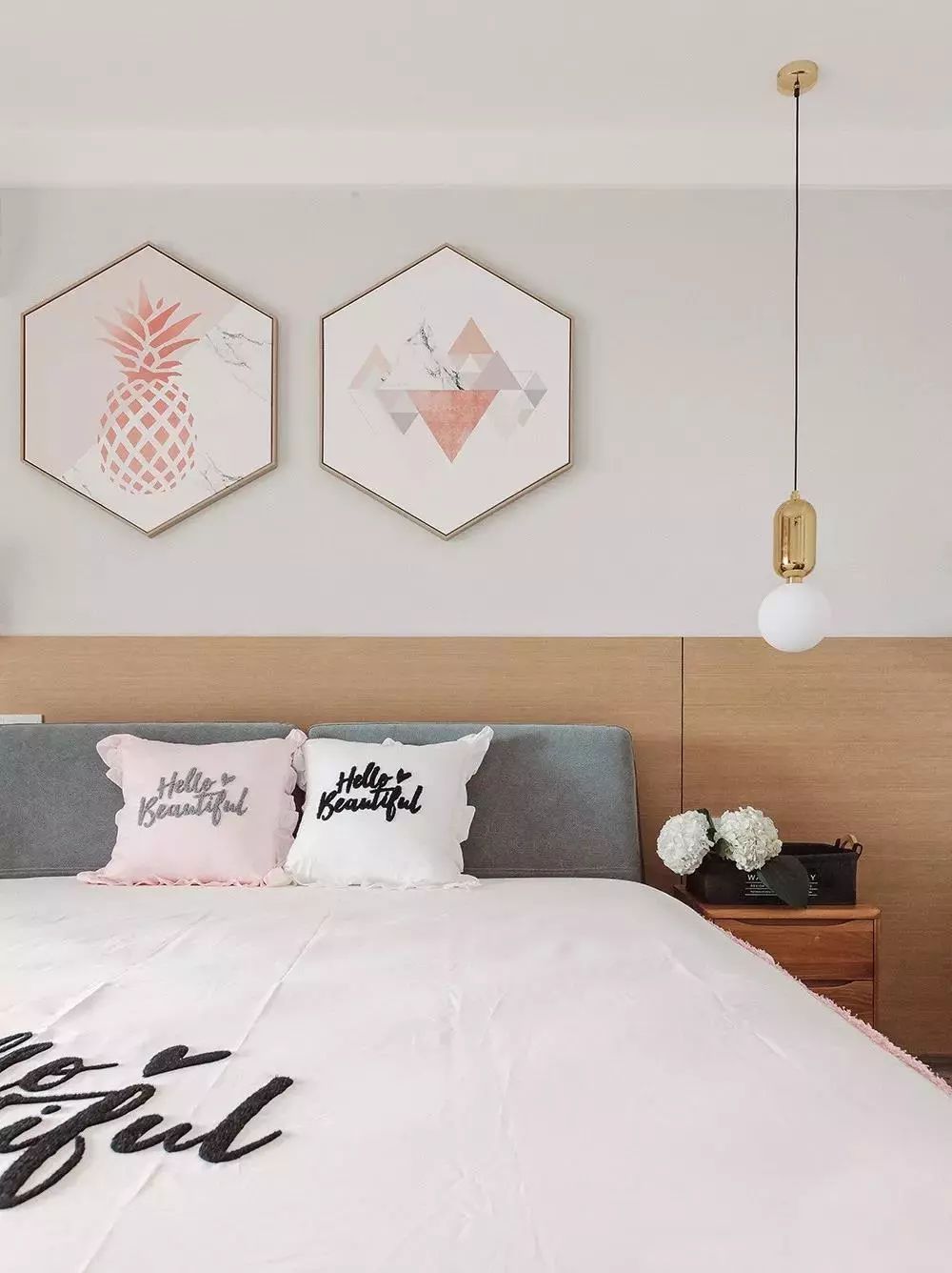 88㎡北歐風兩居室，櫻花粉+高級灰+大白牆，這配色驚艷！ 家居 第19張