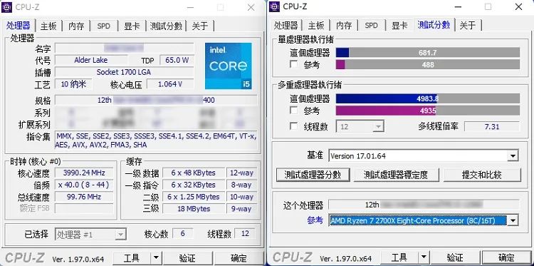 英特尔酷睿i5 12400首次现身 比amd Ryzen 5 5600x更快 全网搜