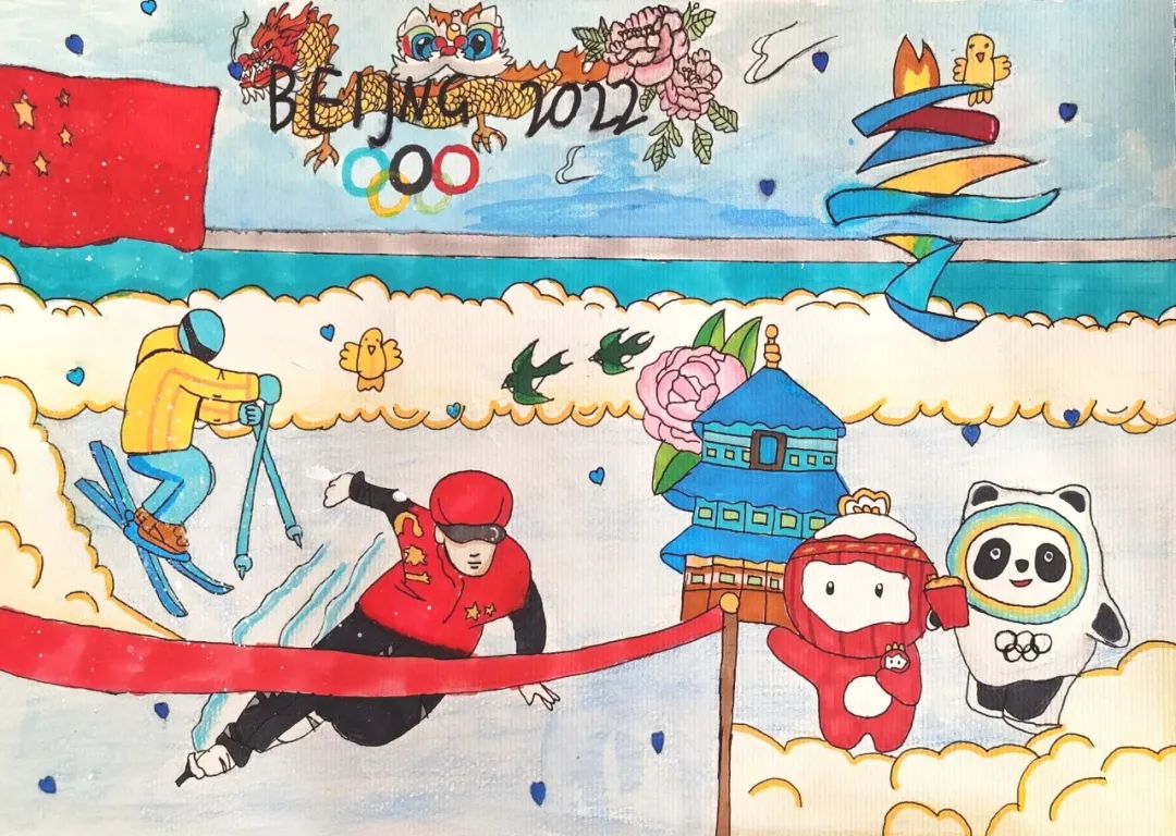 冬奥会比赛项目绘画图片