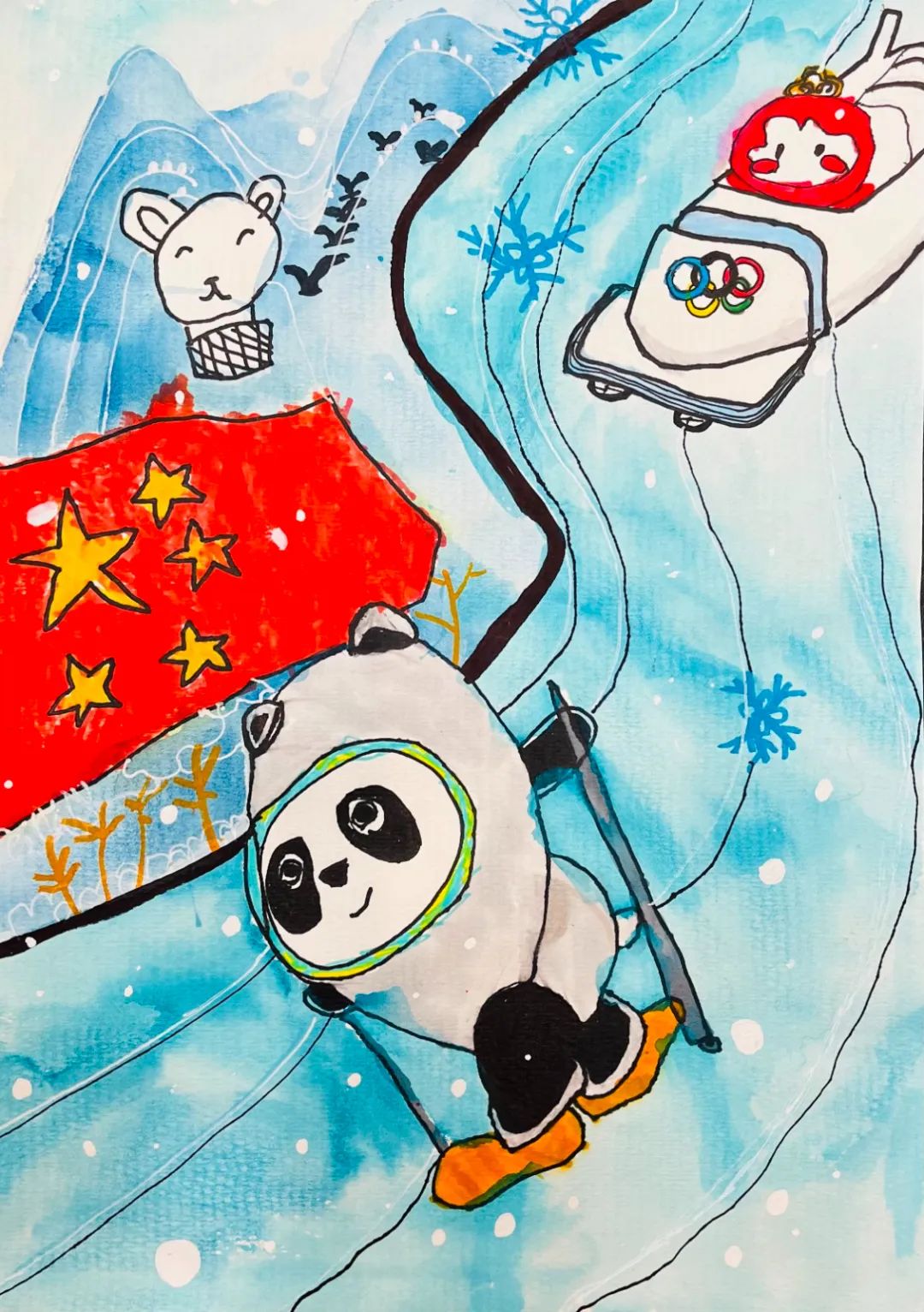 冬奥会比赛项目绘画图片