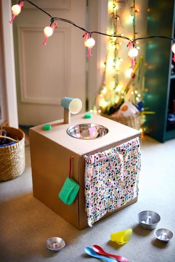 纸箱做的娃娃家全套家具来袭双11剁手了恭喜你你的环创有救了