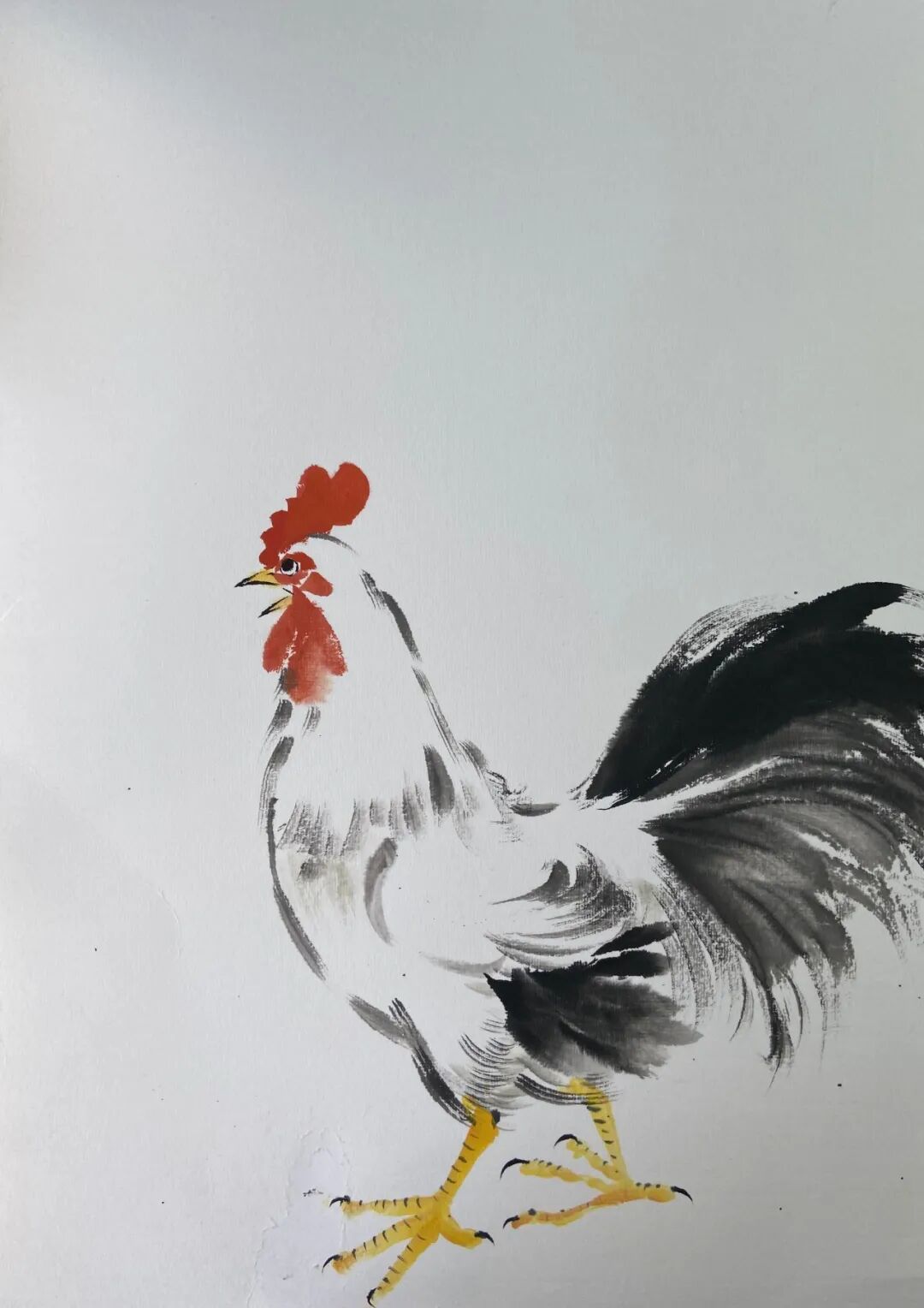 国画教程写意雄鸡一唱天下白