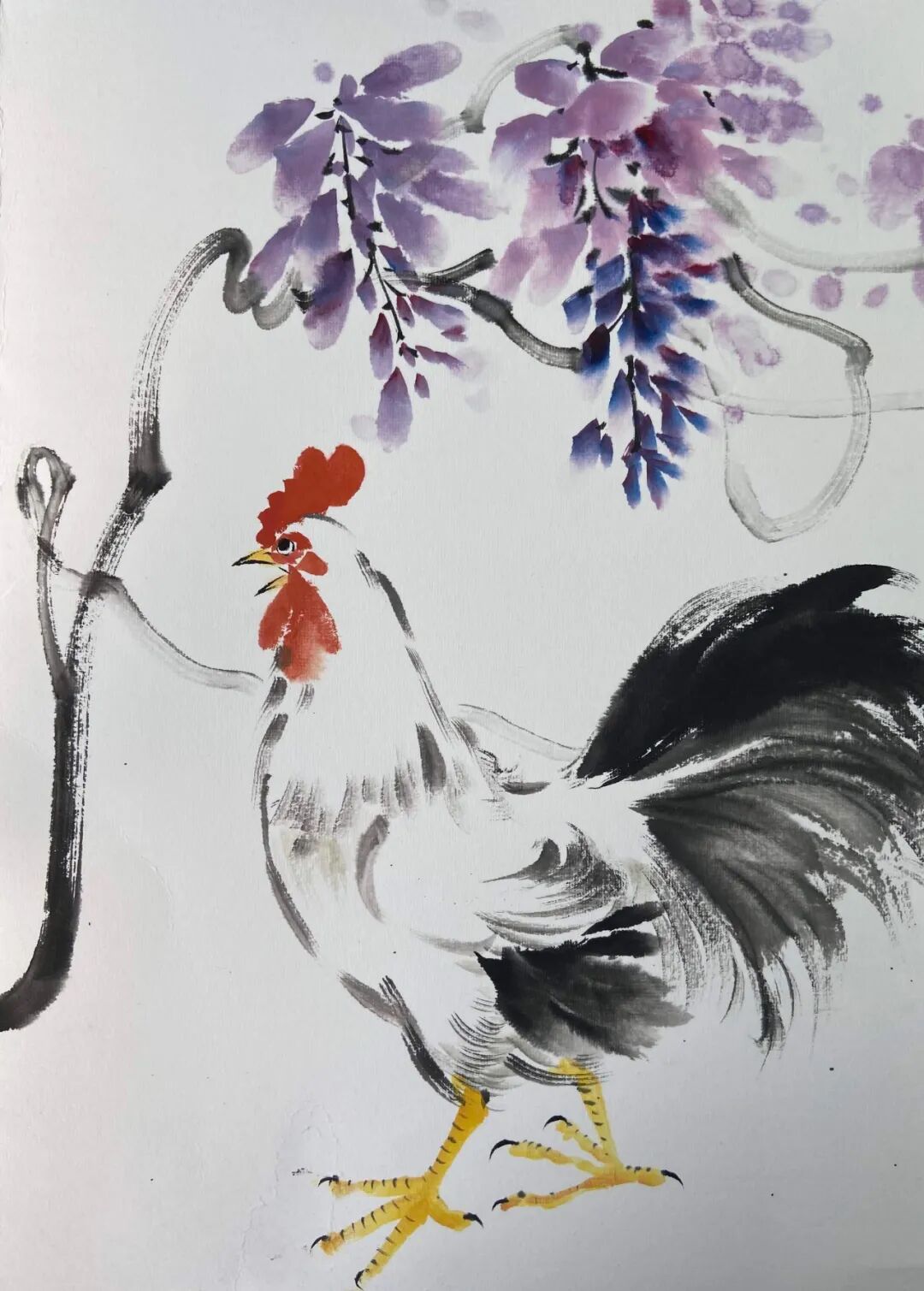 国画教程写意雄鸡一唱天下白