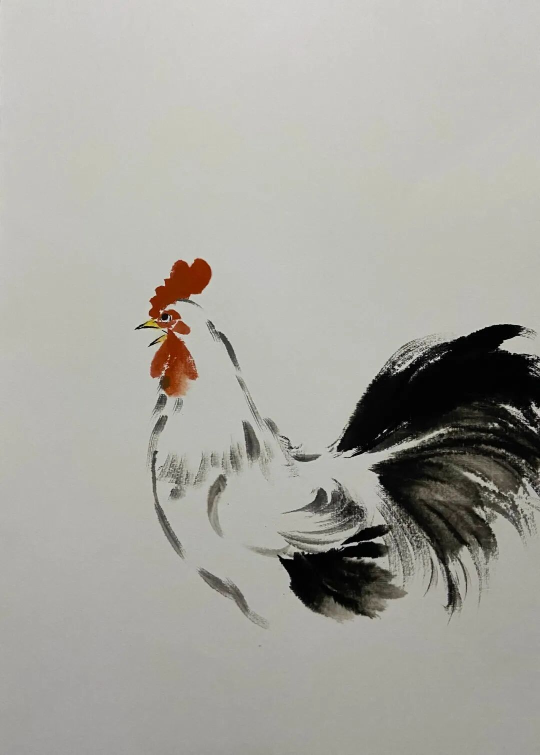 国画教程写意雄鸡一唱天下白