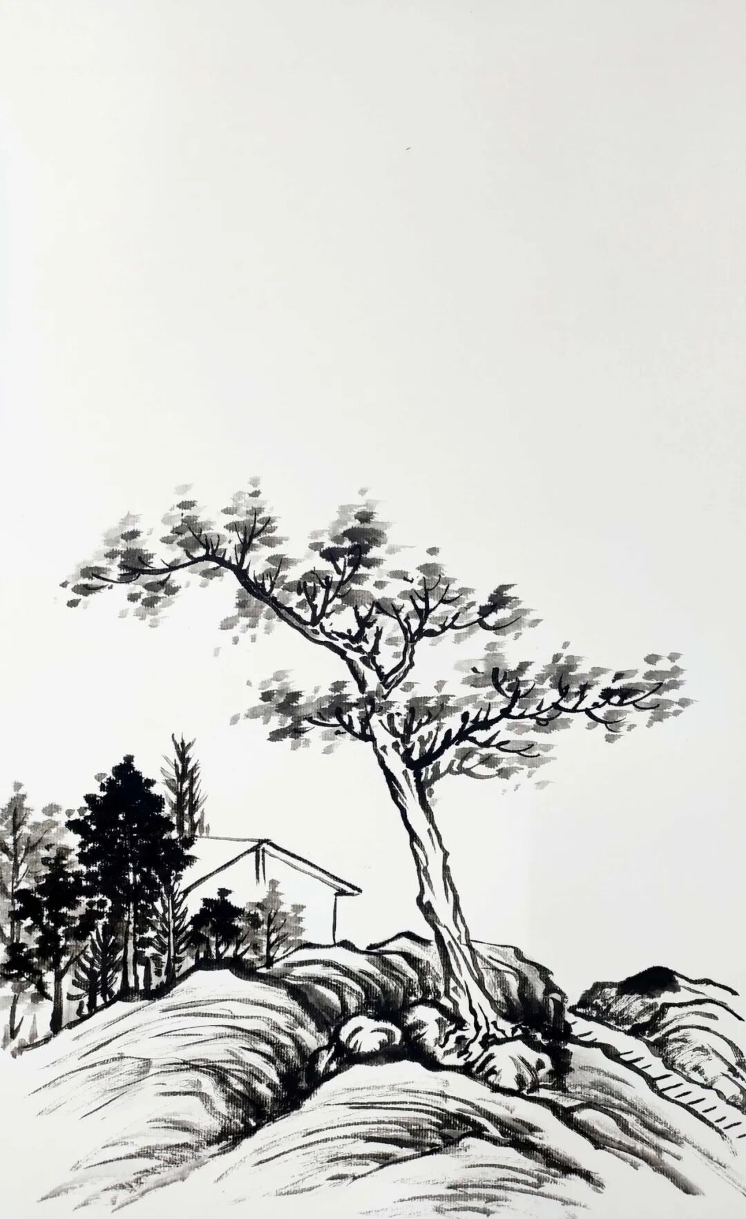 【国画技法】小品山水画四例画法图解 - chrome插件网