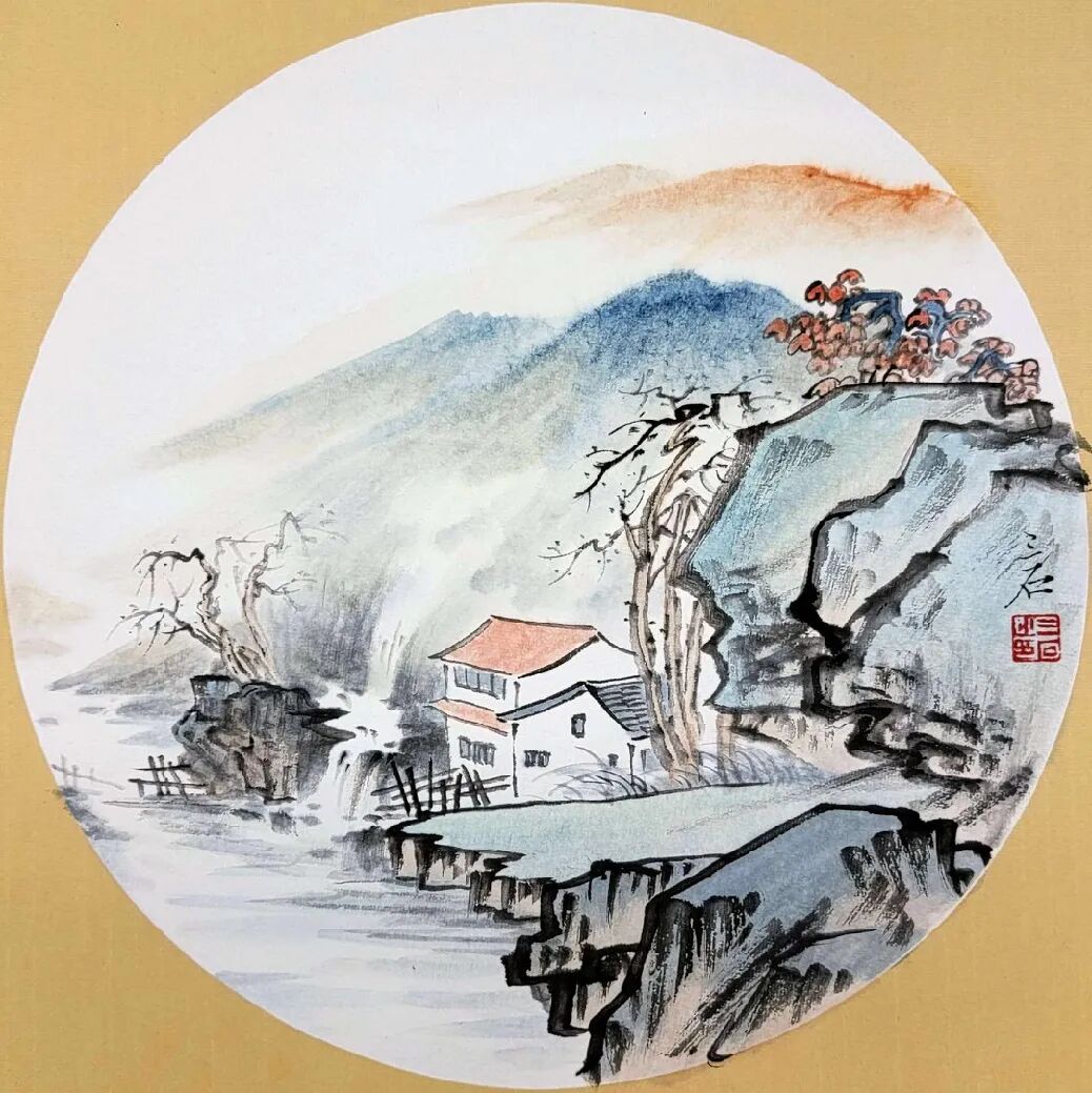 【国画技法】小品山水画四例画法图解 - chrome插件网