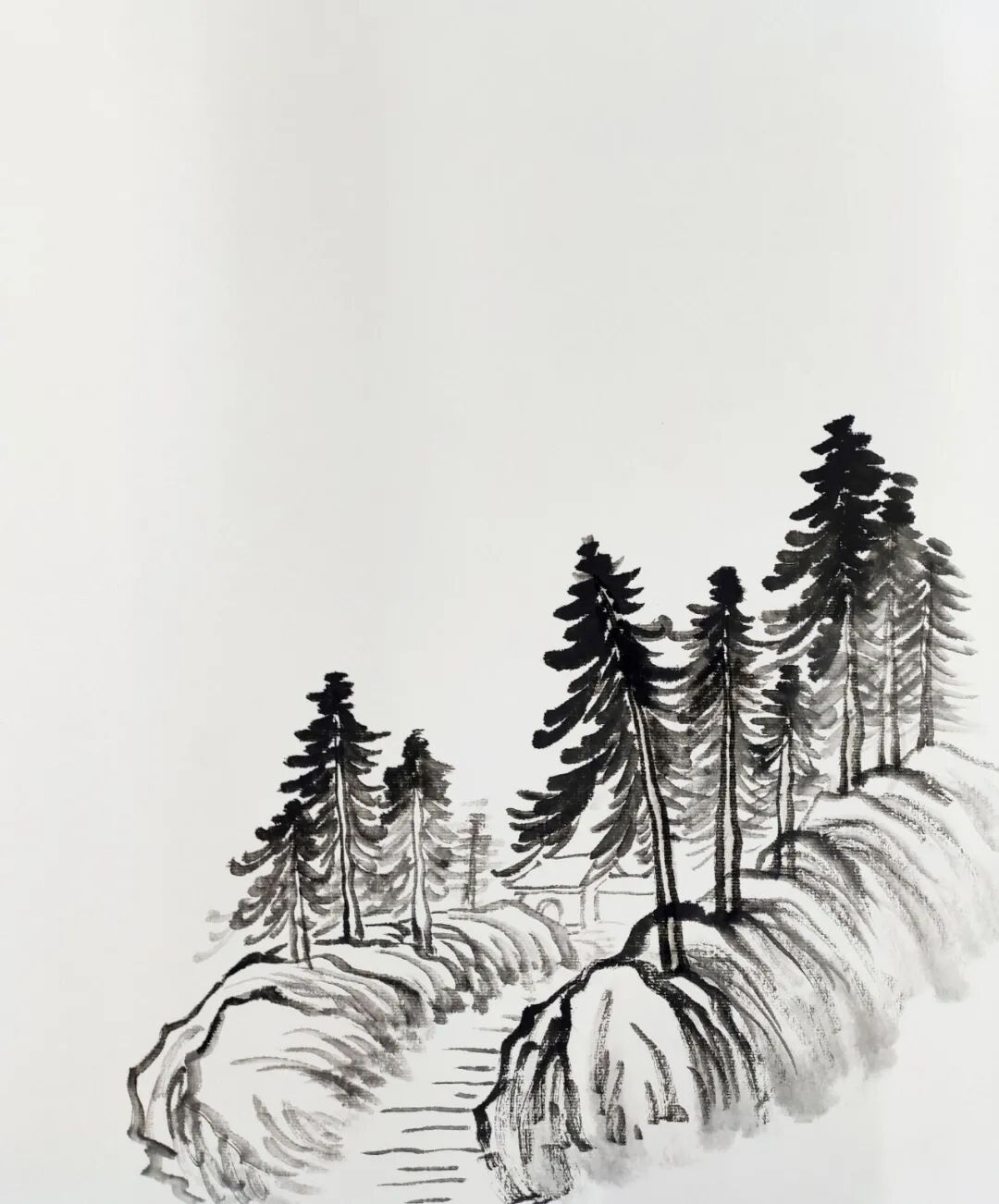 【国画技法】小品山水画四例画法图解 - chrome插件网