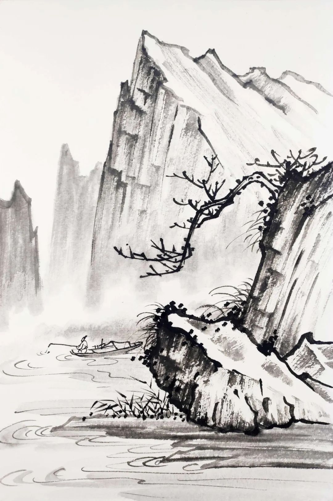 写意《秋江独钓》绘画教程