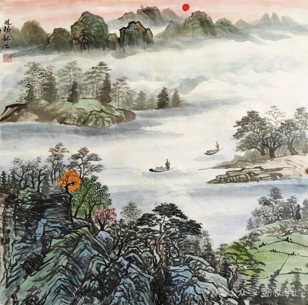 山西太原毛志红《春艳》50x50cm 广西桂林吴一平《海棠夜话》53x53cm