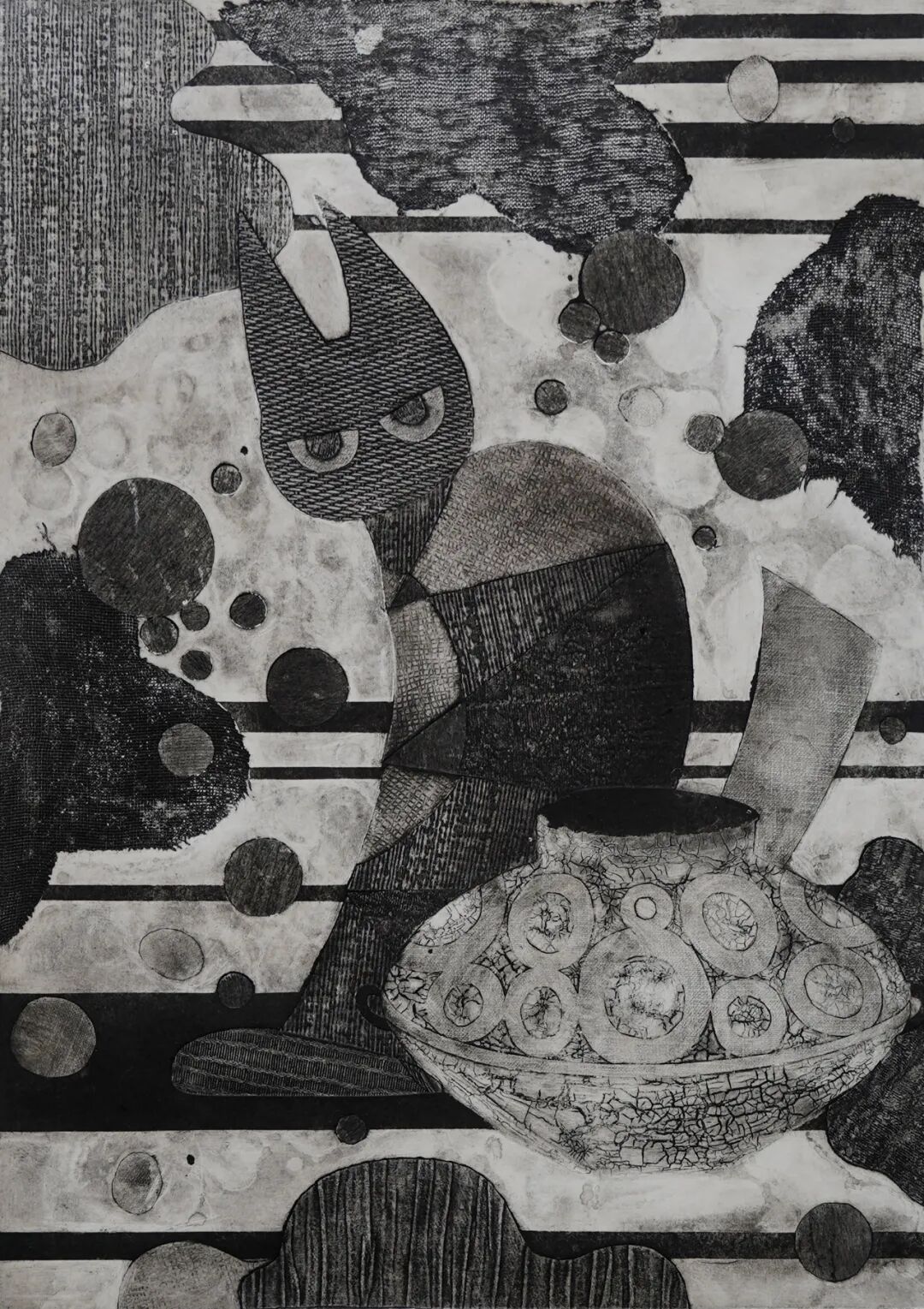 史金环 《碰撞》 综合版画 .jpg