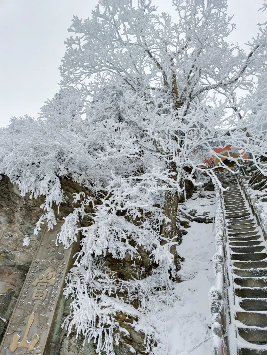 武夷山玉女峰雪景图片