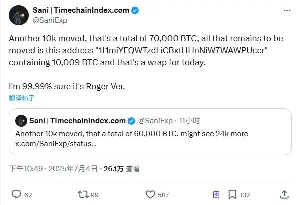 8万枚BTC沉睡14年后被激活，真身是谁？会抛售吗？