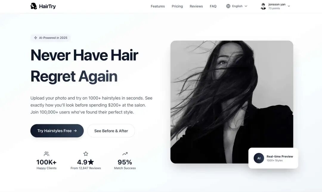新作品：HairTry，一款 AI 发型设计工具