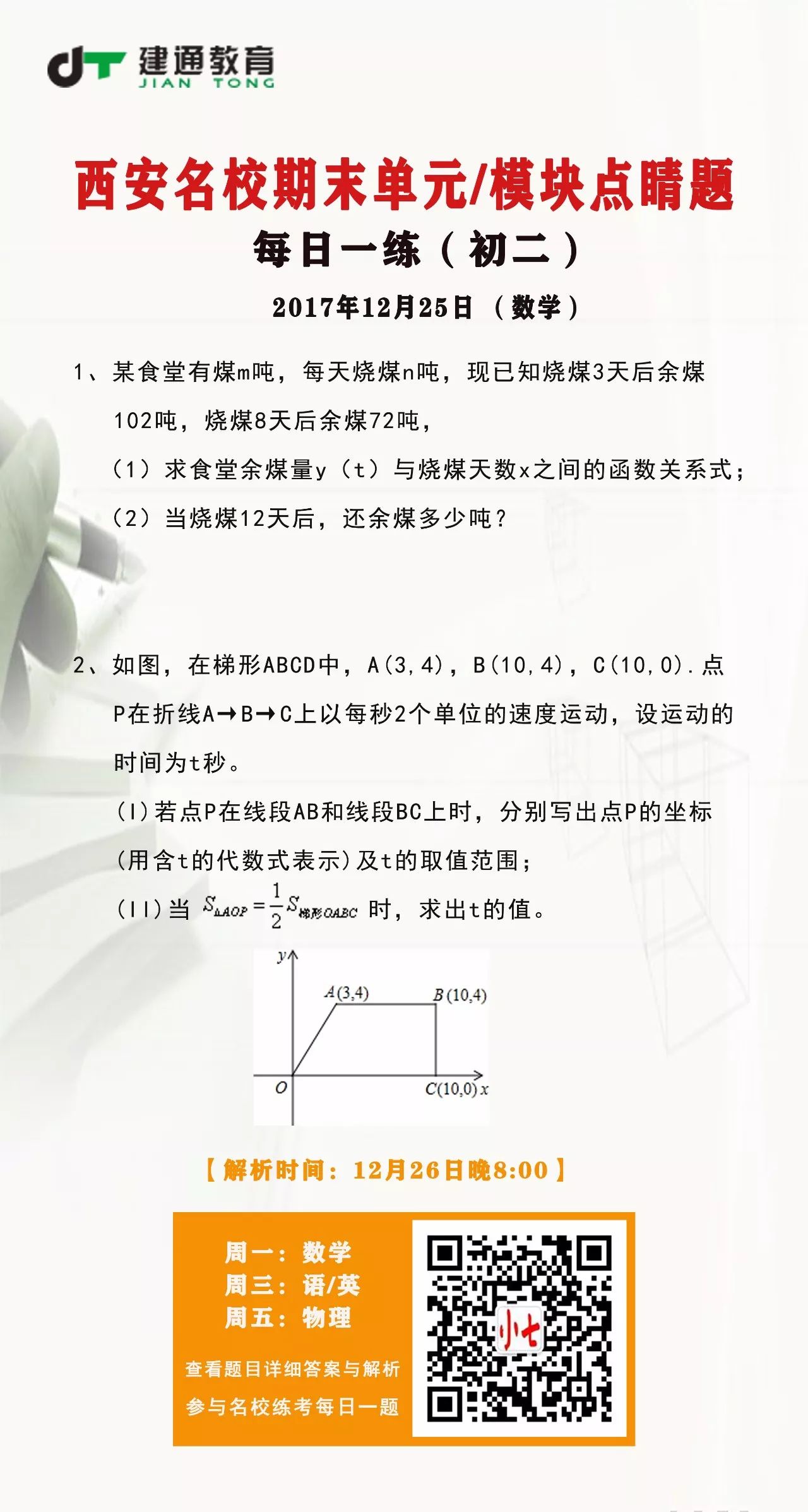 12 25每日一题 一元一次方程 不掌握这2种题型 将拖累整个初一 建通教育 西安一对一辅导 西安家教辅导 学习动力特训班 韩建通教授 西安中考网 建通教育中考资讯网