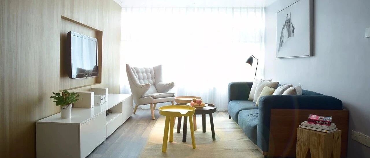 112㎡现代北欧三居室，原木电视背景墙和飘窗定制收纳柜超赞的