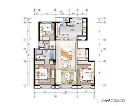 128㎡現代美式三房室，簡單刷漆背景牆配全屋定制收納櫃照樣超漂亮 家居 第3張