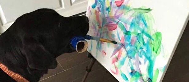 我伙呆！有艺术天分的狗狗，画作已卖到天价…