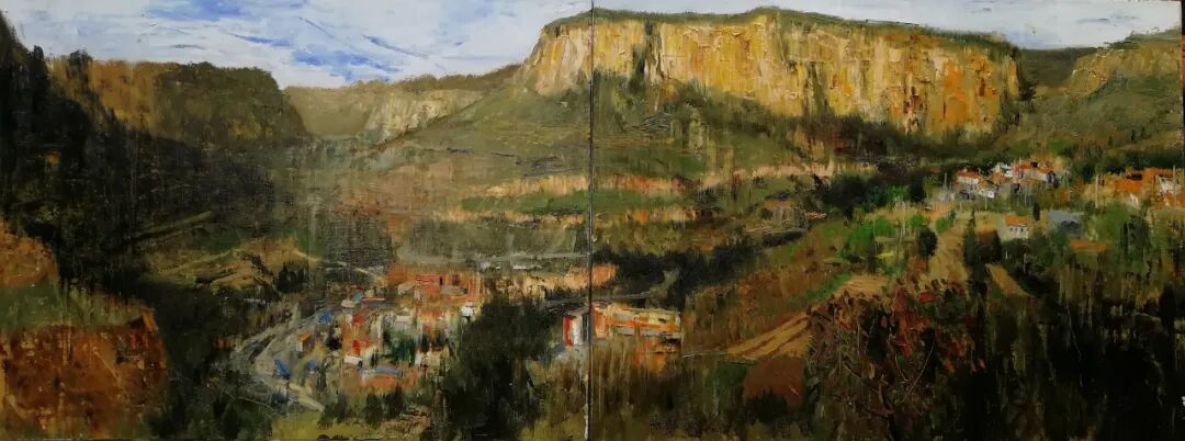 《满目青山夕照明》60×120CM   布面油画.jpg