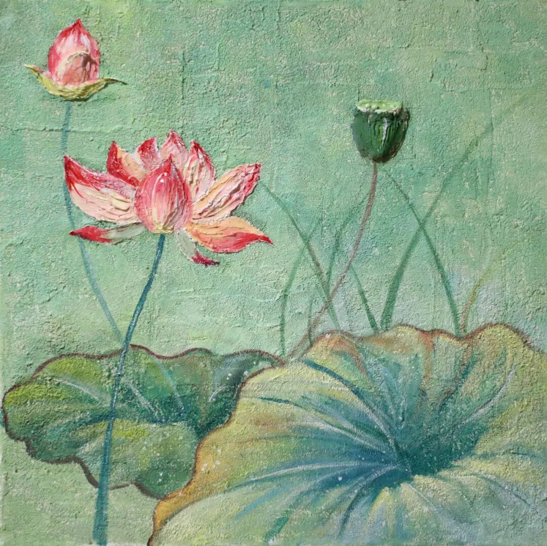 王砚之 《当花盛开时》 电子绘画△孙逊 《青青如莲》 国画△ 张素芳