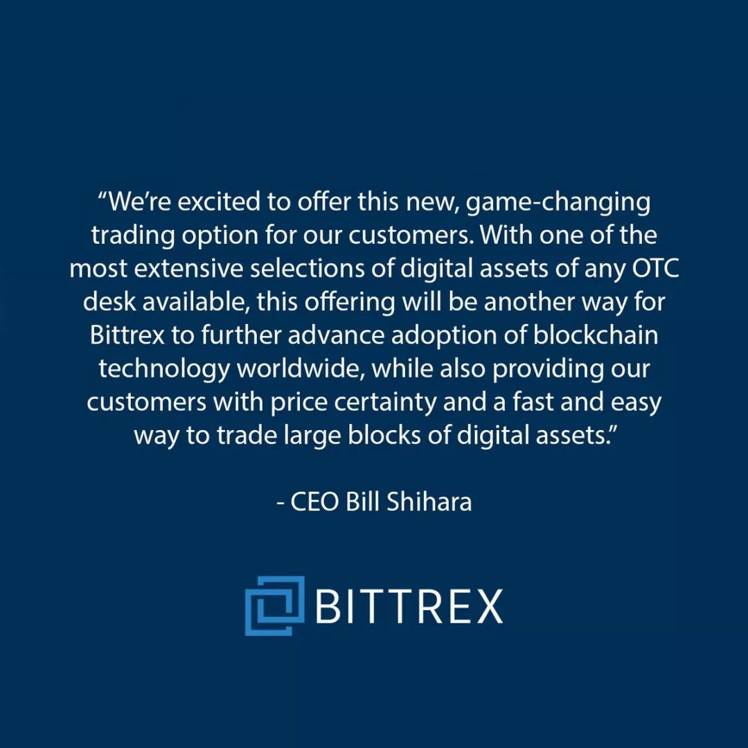 Bittrex 推出比特币和其他数字资产的场外交易平台