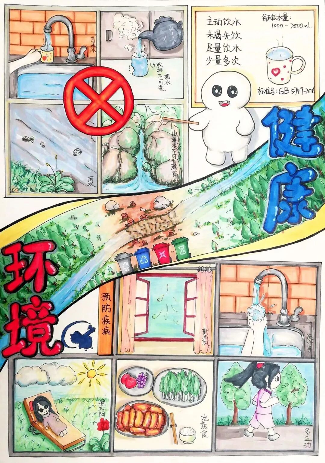 一等奖比赛组别:中学生组2022年第三届广东省"环境健康杯"征文绘画