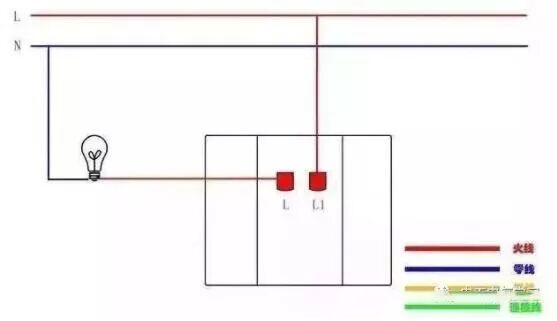 单控、双控、三控、四控开关接线图的图6