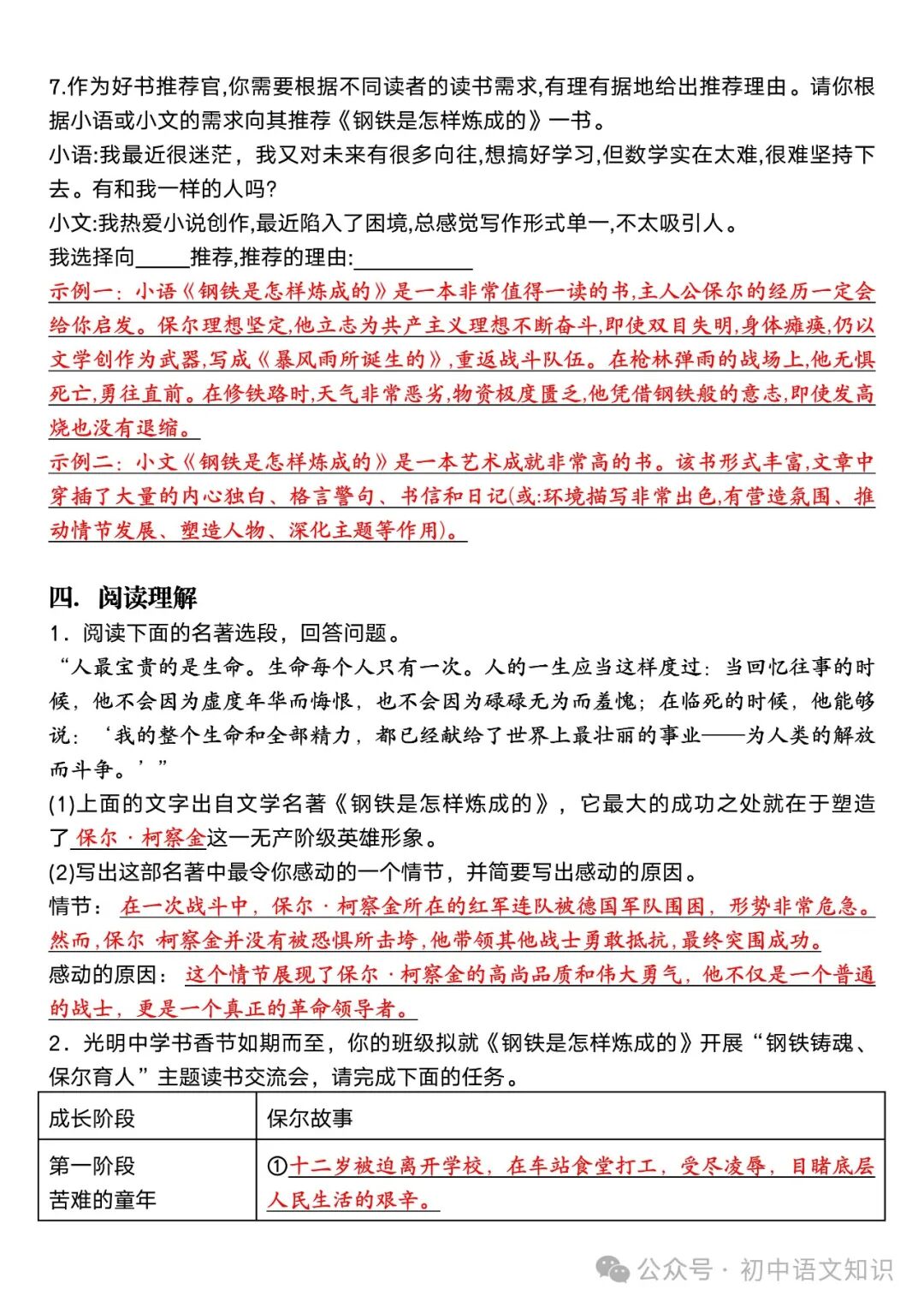 钢铁是怎样炼成填空题
