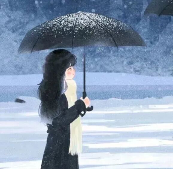 nijytduimianyuanliu撑伞插画情侣头像