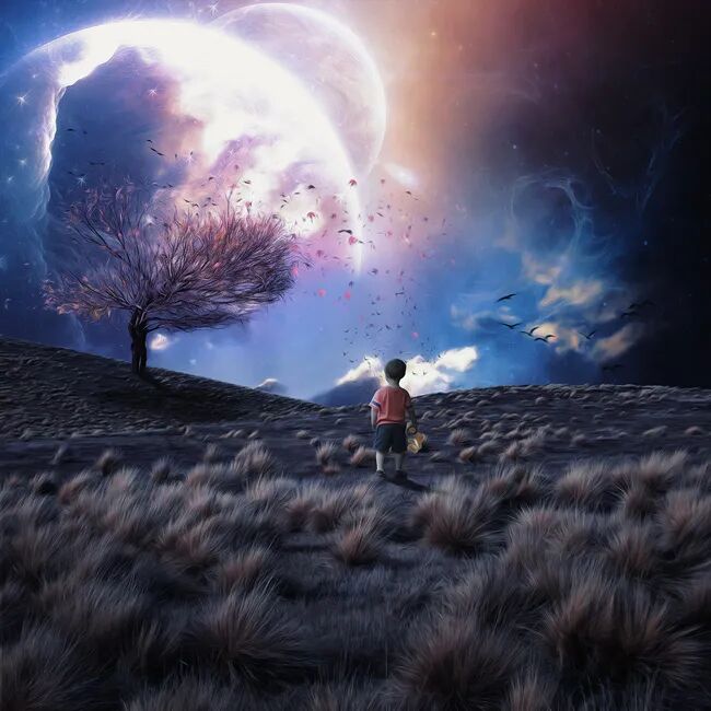 ps教程仰望星空的小孩