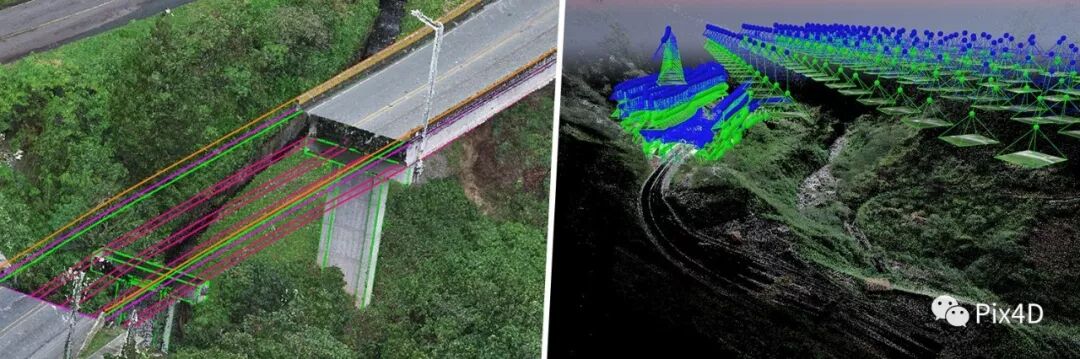 所有采集到的桥梁和周围地形的照片都在Pix4Dmaper软件中处理，生成高精度的、带地理坐标的三维模型和二维正射影像。.webp.jpg