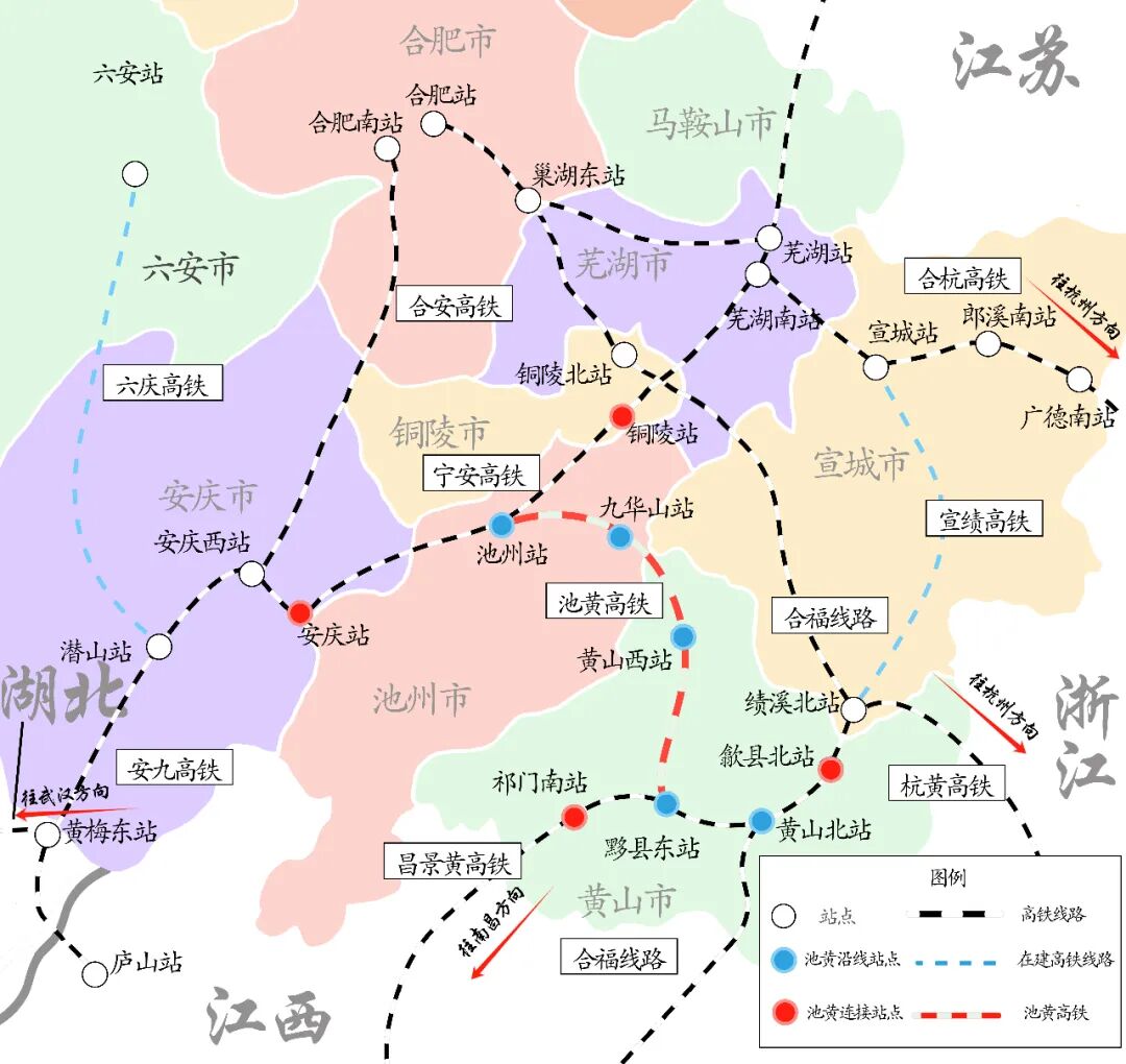 安排来看,安庆经由宁安,合杭高铁(需要在芜湖南实施换向)与经由宁安