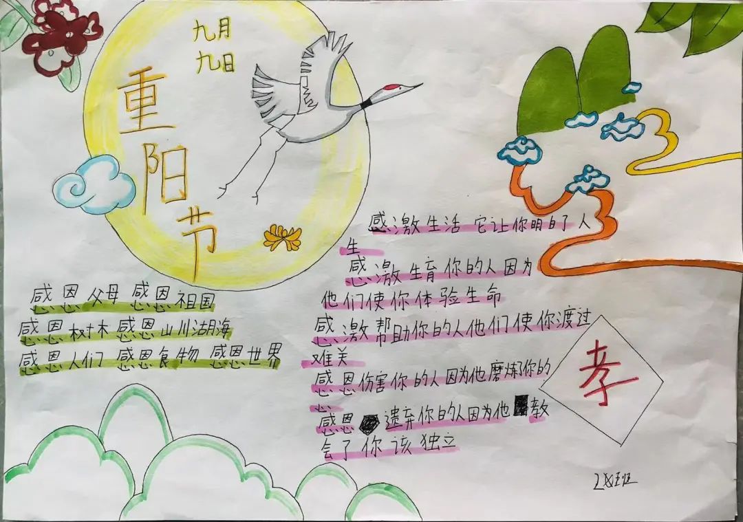 淮阳区羲城中学英才部举行重阳节手抄报设计活动